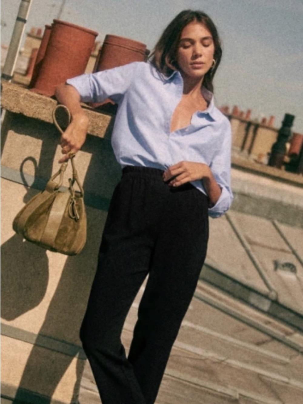 Sezane Classic High-Waist Black Trousers - Black size 8